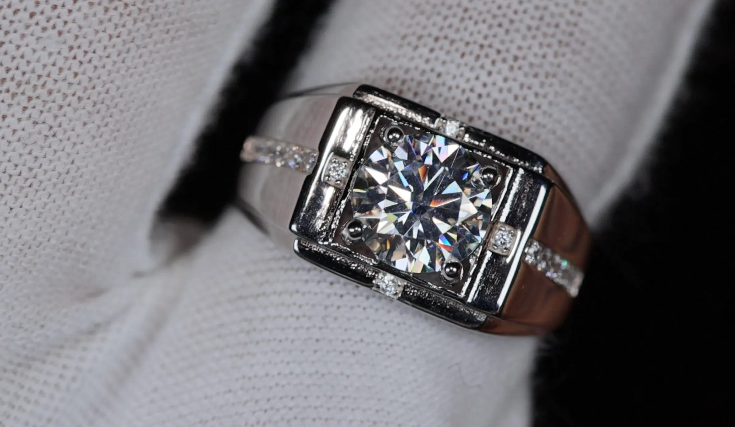 2.0ct Moissanite Ring | Mens Moissanite Ring | Mens Moissanite Diamond Engagement Ring