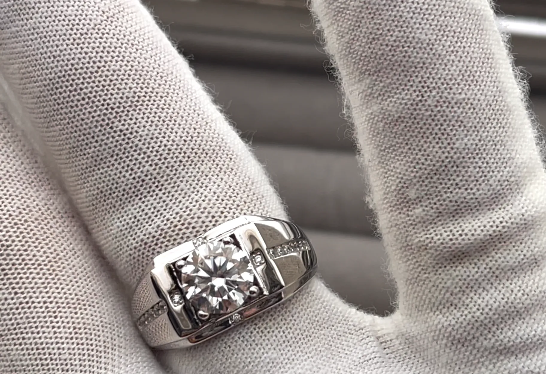 2.0ct Moissanite Ring | Mens Moissanite Ring | Mens Moissanite Diamond Engagement Ring