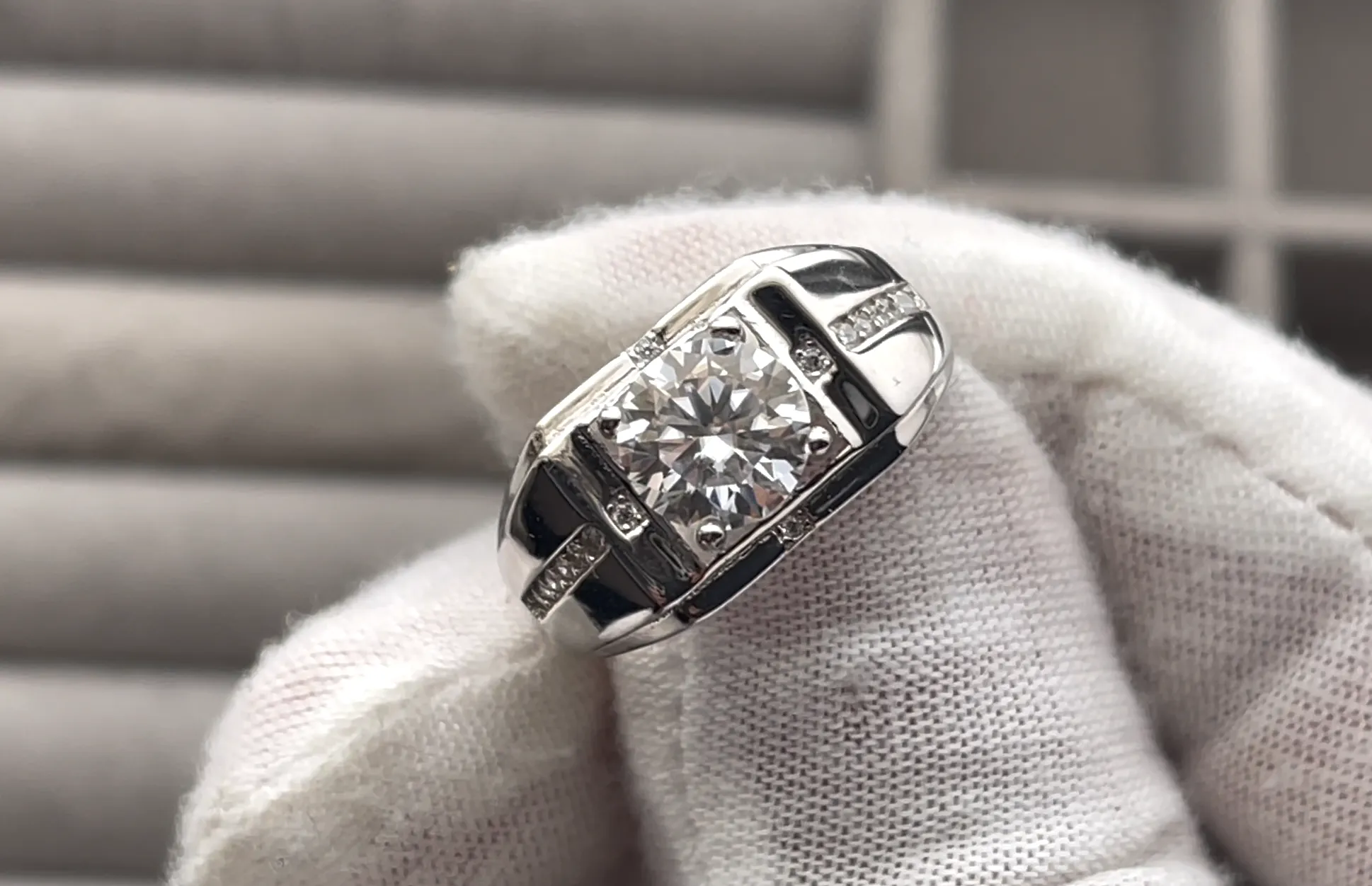 2.0ct Moissanite Ring | Mens Moissanite Ring | Mens Moissanite Diamond Engagement Ring