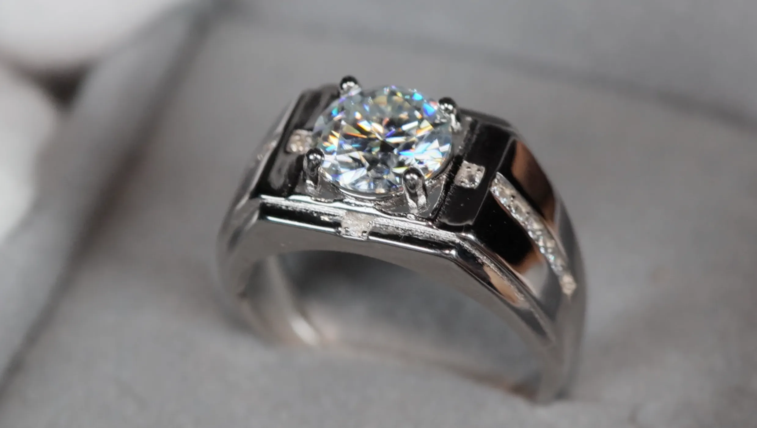 2.0ct Moissanite Ring | Mens Moissanite Ring | Mens Moissanite Diamond Engagement Ring