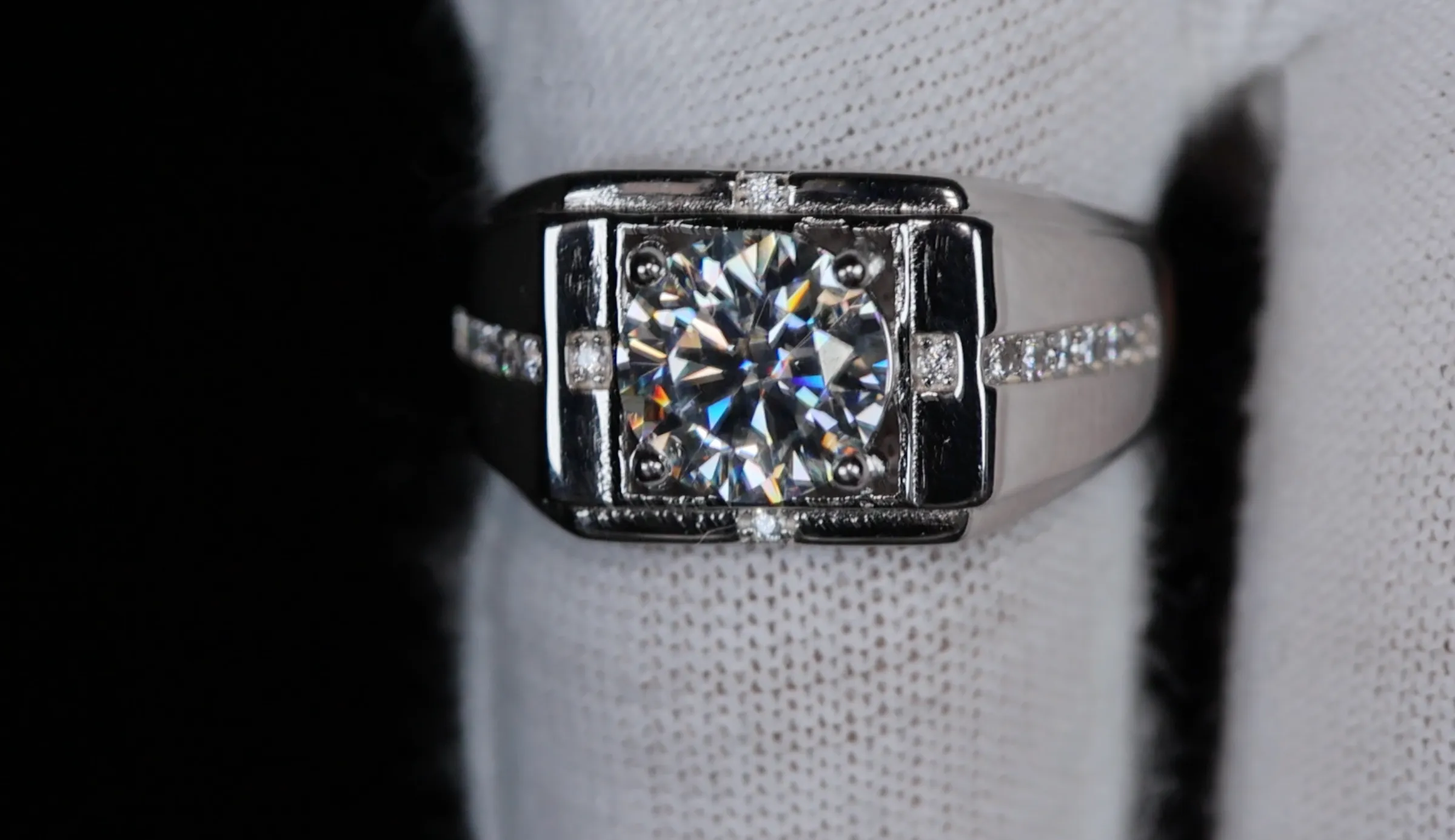 2.0ct Moissanite Ring | Mens Moissanite Ring | Mens Moissanite Diamond Engagement Ring