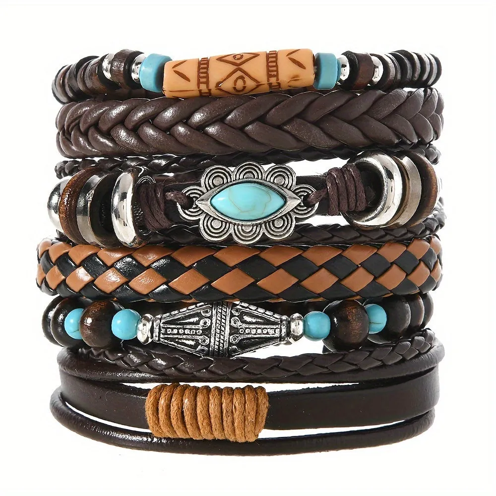 24 Retro Punk Western Cowboy Chain Bracelets Men Women