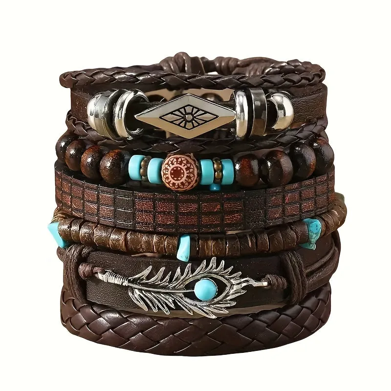 24 Retro Punk Western Cowboy Chain Bracelets Men Women