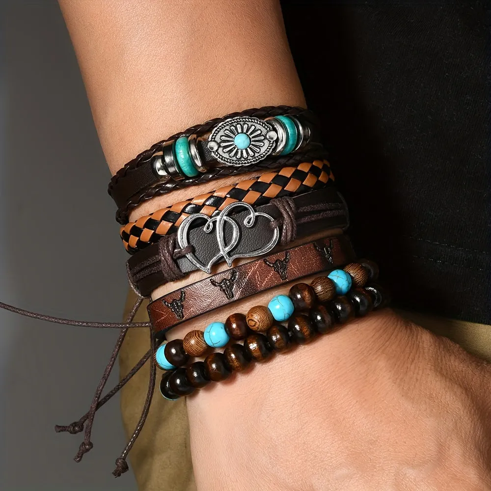 24 Retro Punk Western Cowboy Chain Bracelets Men Women