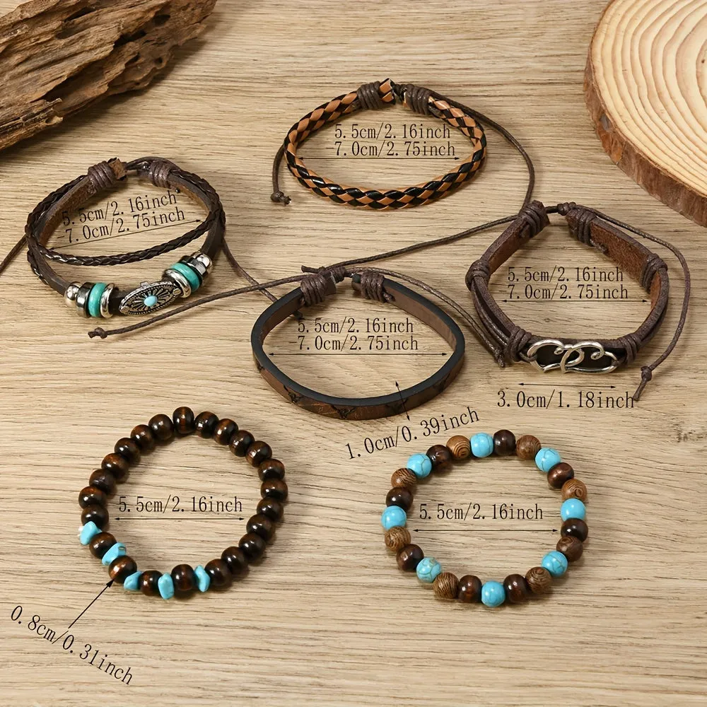 24 Retro Punk Western Cowboy Chain Bracelets Men Women