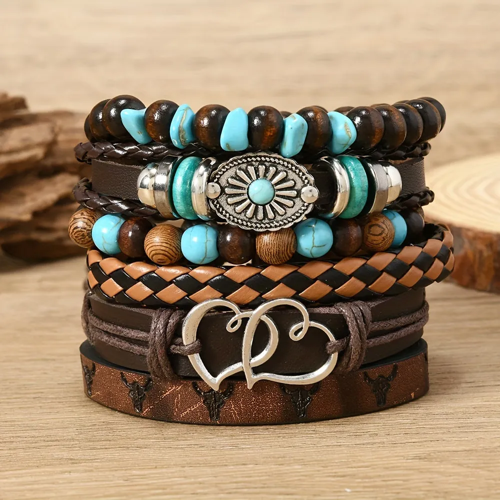 24 Retro Punk Western Cowboy Chain Bracelets Men Women