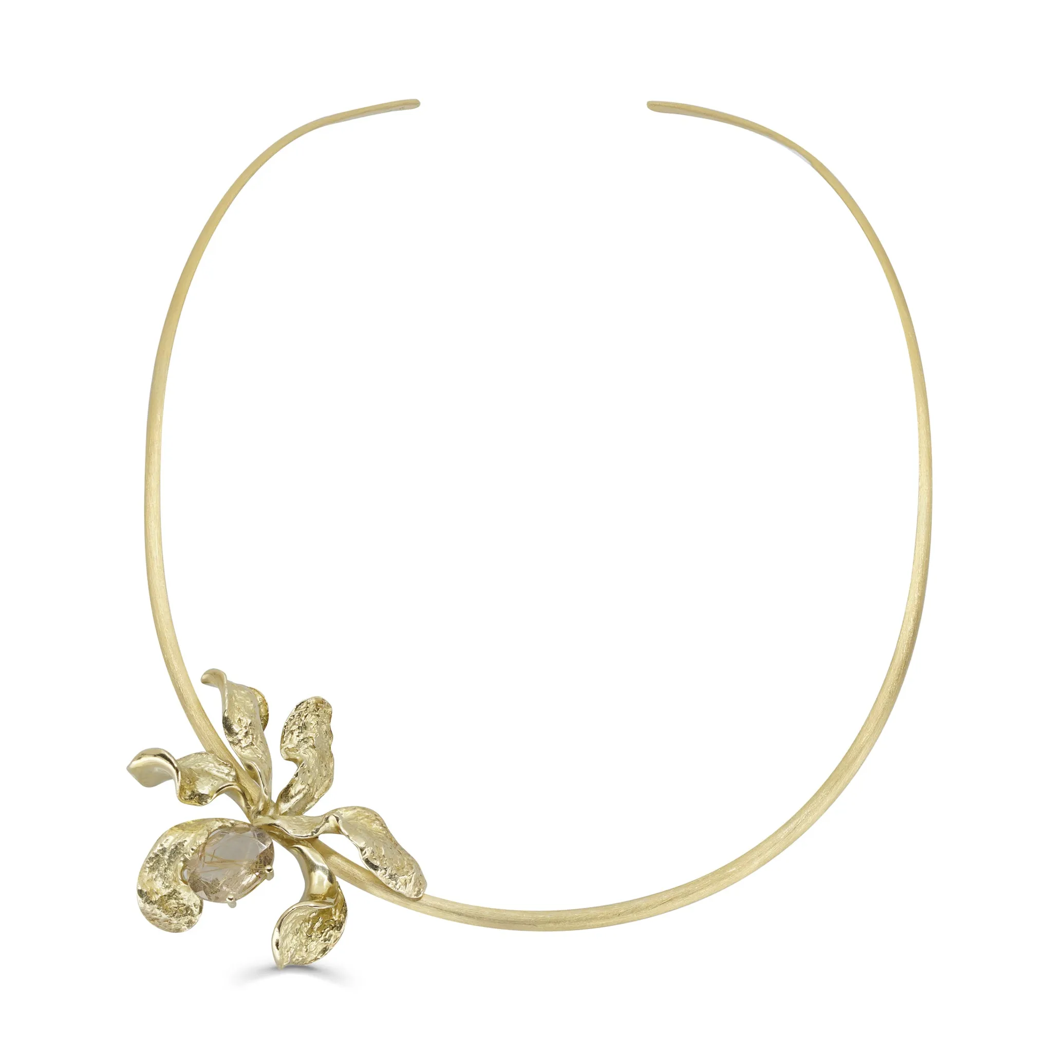 24K Gold-Plated Silver Natsu Choker with Rutilated Quartz