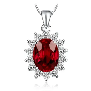 2.5ct Diana Natural Red Garnet 925 Sterling Silver Engagement Pendant Necklace for Woman Fashion