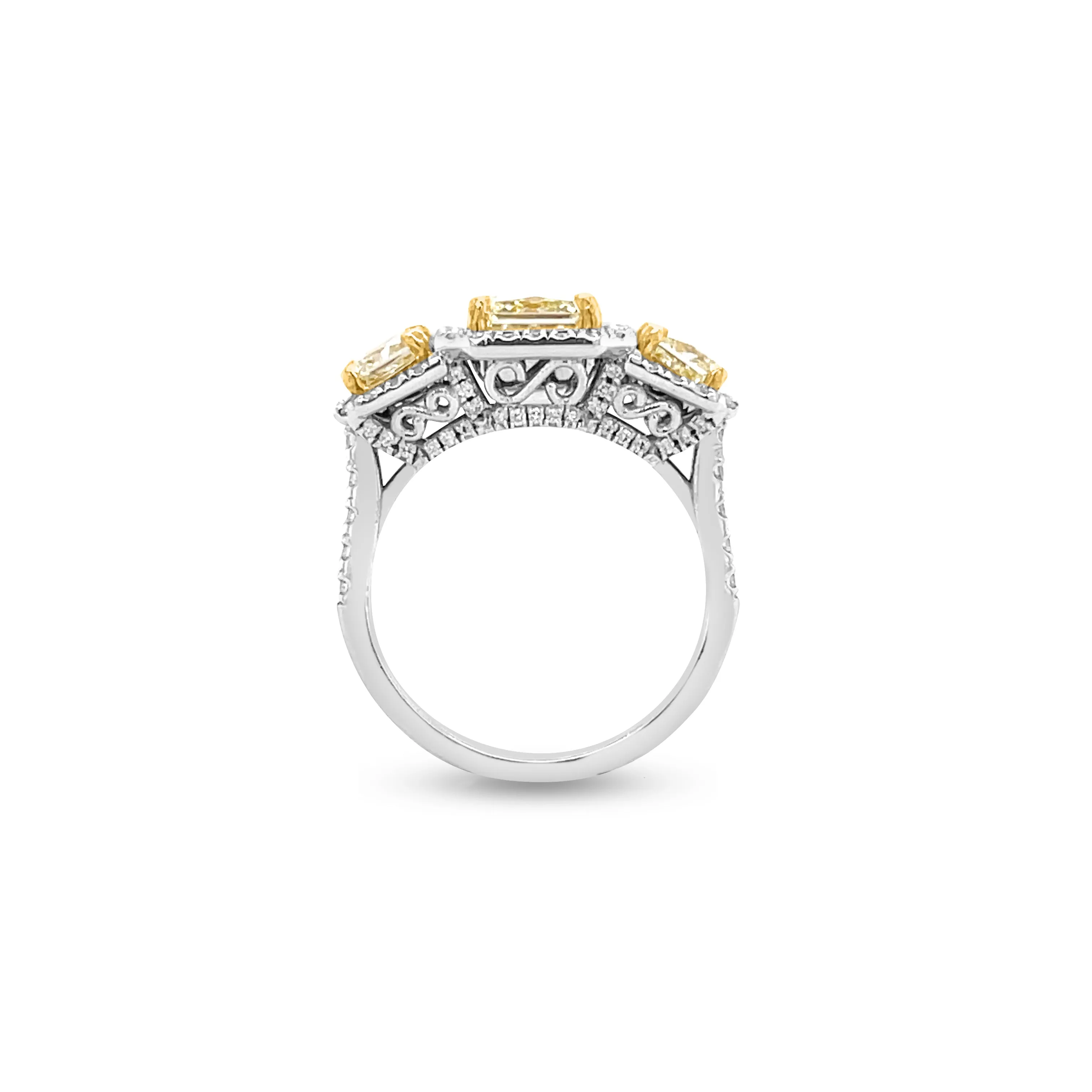 2.96 Carat Yellow Diamond Ring in 14k-18k Two-Tone Gold