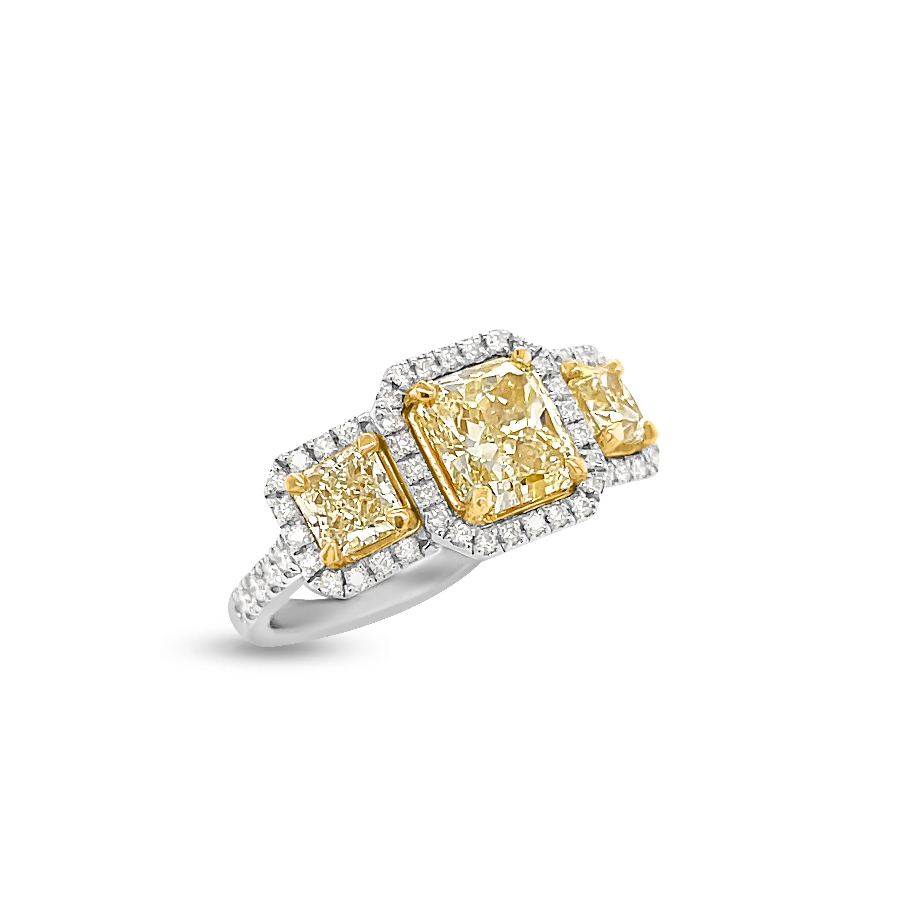 2.96 Carat Yellow Diamond Ring in 14k-18k Two-Tone Gold