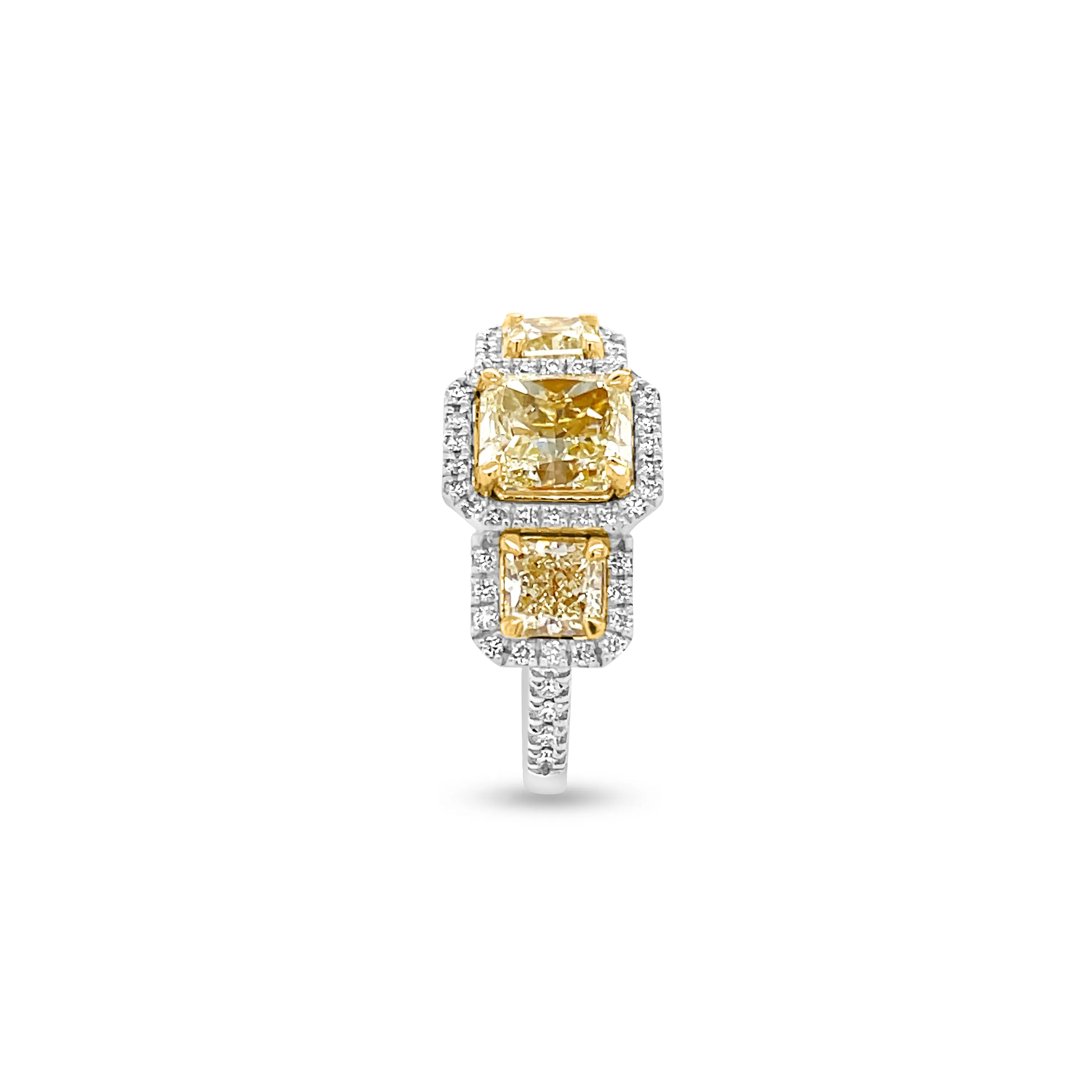 2.96 Carat Yellow Diamond Ring in 14k-18k Two-Tone Gold