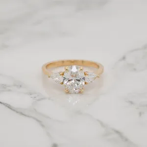 2ct Oval 3 Stone with Matching Pear Shapes Engagement Ring