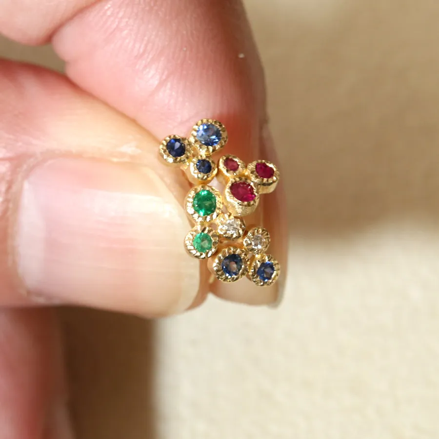 3 bezel blue sapphire studs