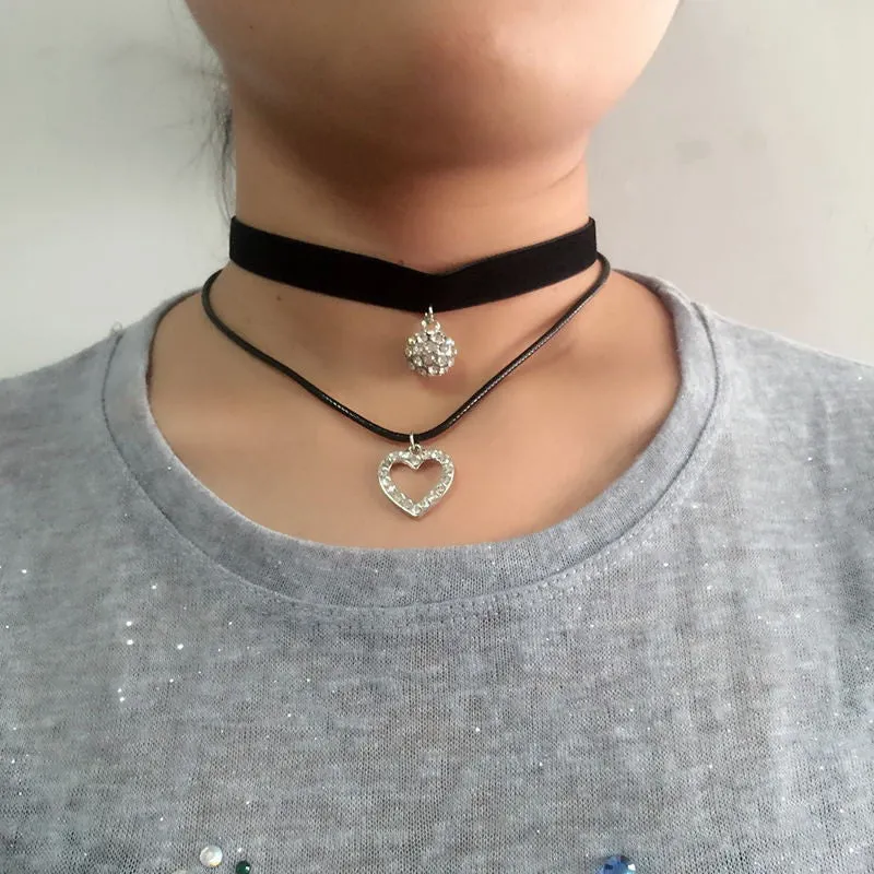 3 Style Trendy Black Lace Choker Collier Ethnique Women Accessories Gothic Net Crystal Crown Choker Necklace Collar Jewelry