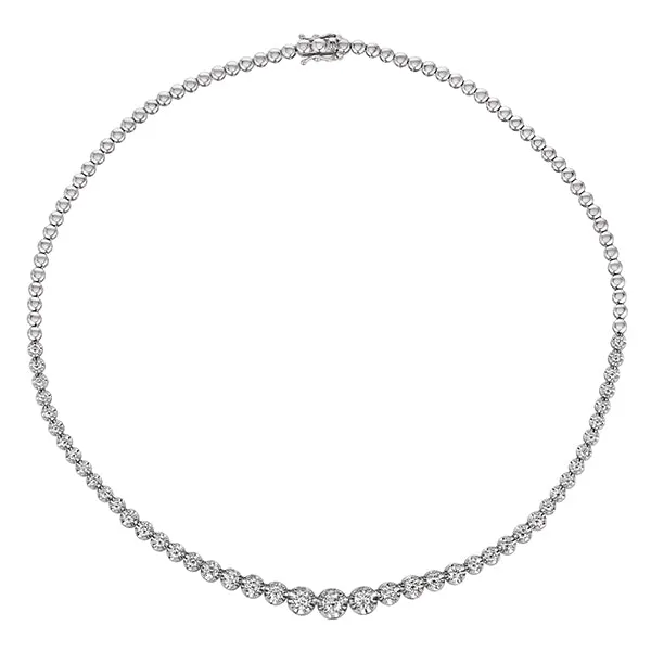 3.00 CT Natural Diamond Choker Graduating Necklace G SI 14K White Gold 16''