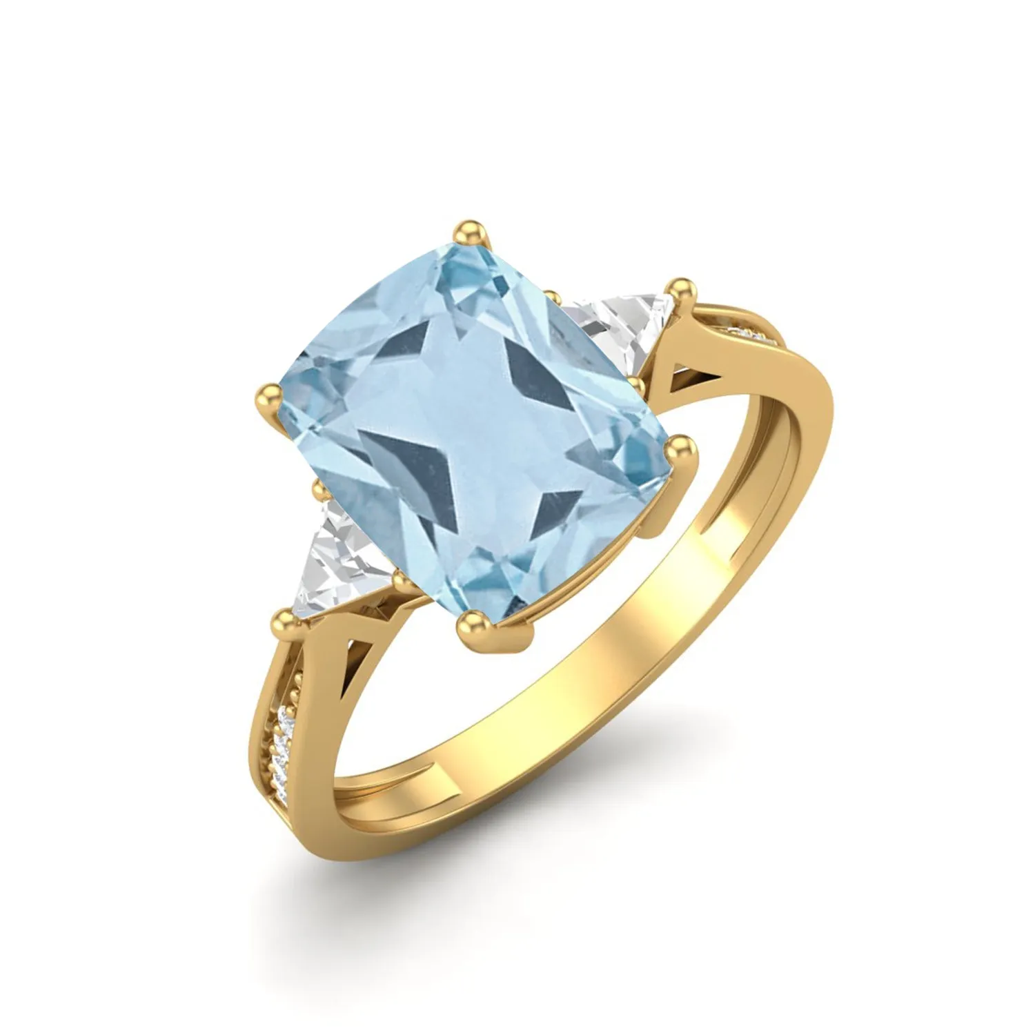 3.00 Ctw Cushion Shape Aquamarine Gemstone 925 Sterling Silver Solitaire Women Engagement Ring