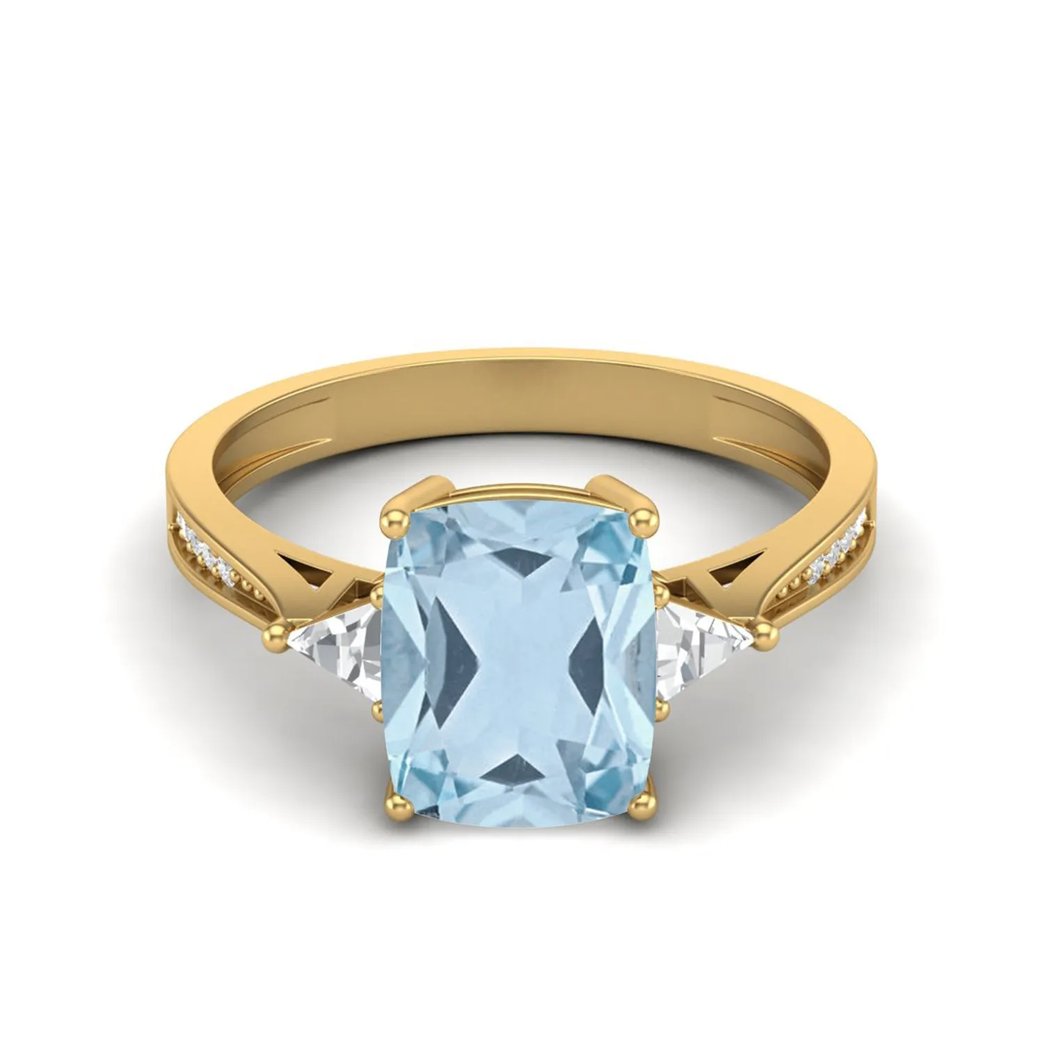 3.00 Ctw Cushion Shape Aquamarine Gemstone 925 Sterling Silver Solitaire Women Engagement Ring