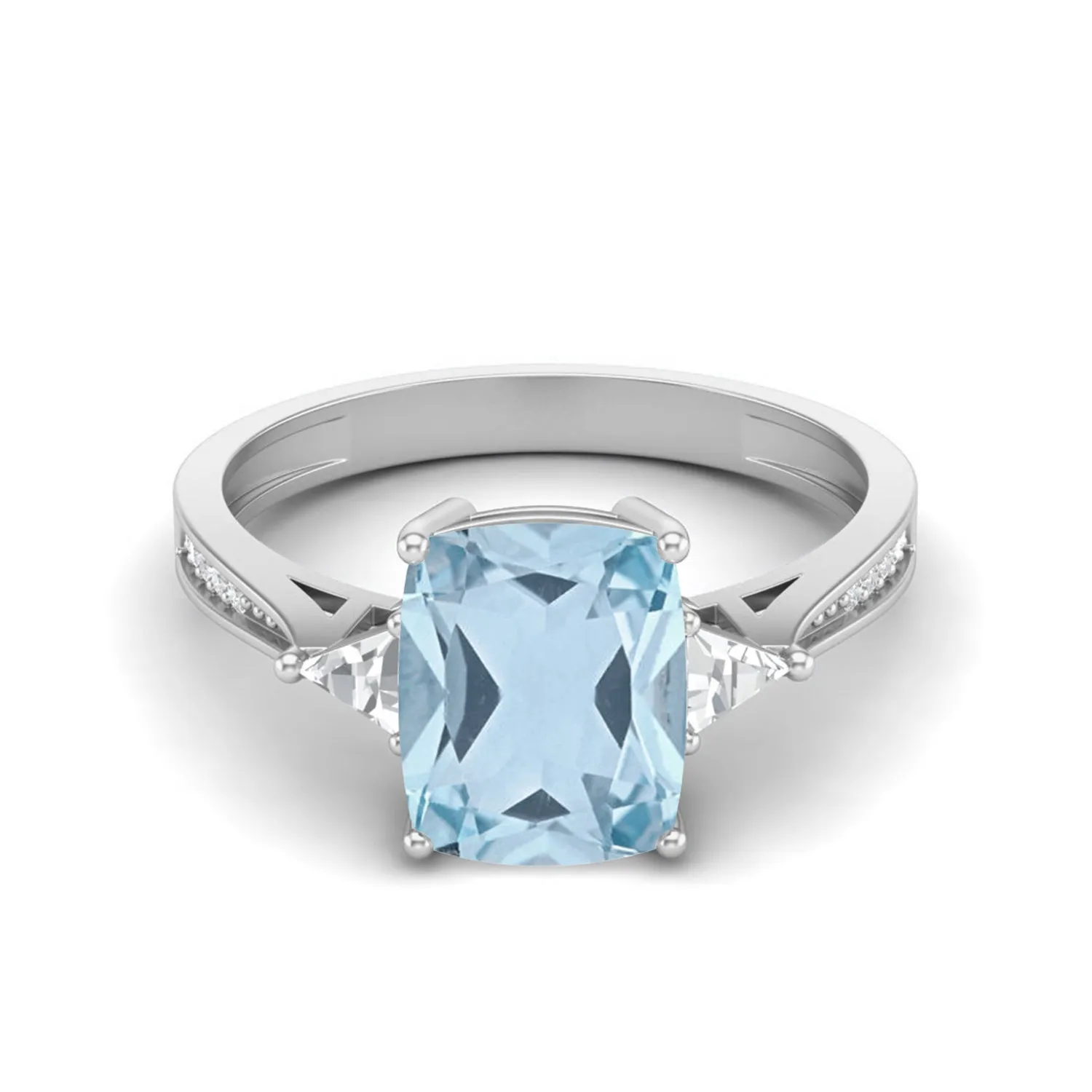3.00 Ctw Cushion Shape Aquamarine Gemstone 925 Sterling Silver Solitaire Women Engagement Ring
