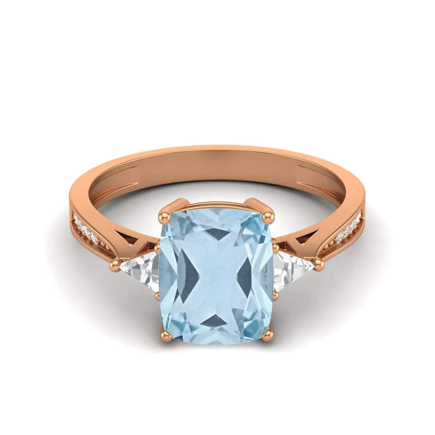 3.00 Ctw Cushion Shape Aquamarine Gemstone 925 Sterling Silver Solitaire Women Engagement Ring