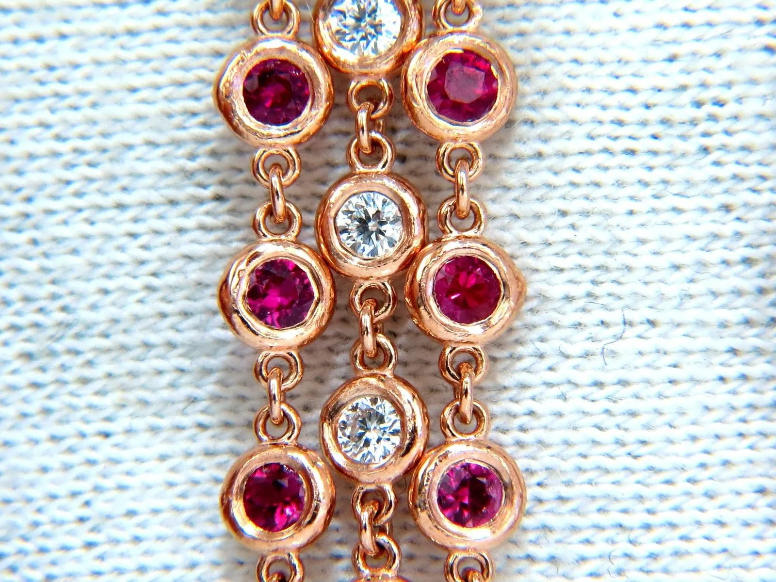 3.00ct natural deep red ruby diamond by yard dangle earrings 14kt.
