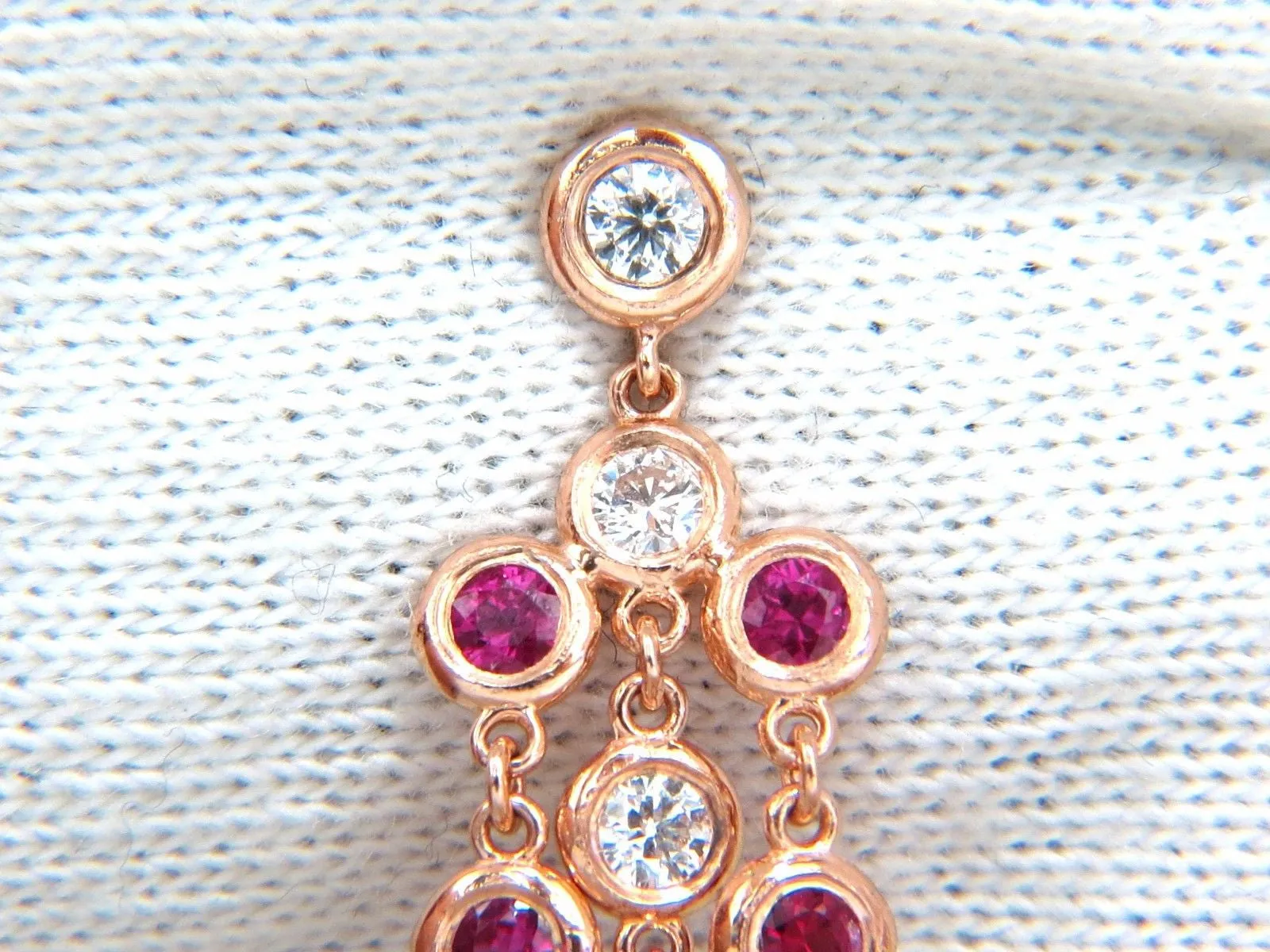 3.00ct natural deep red ruby diamond by yard dangle earrings 14kt.