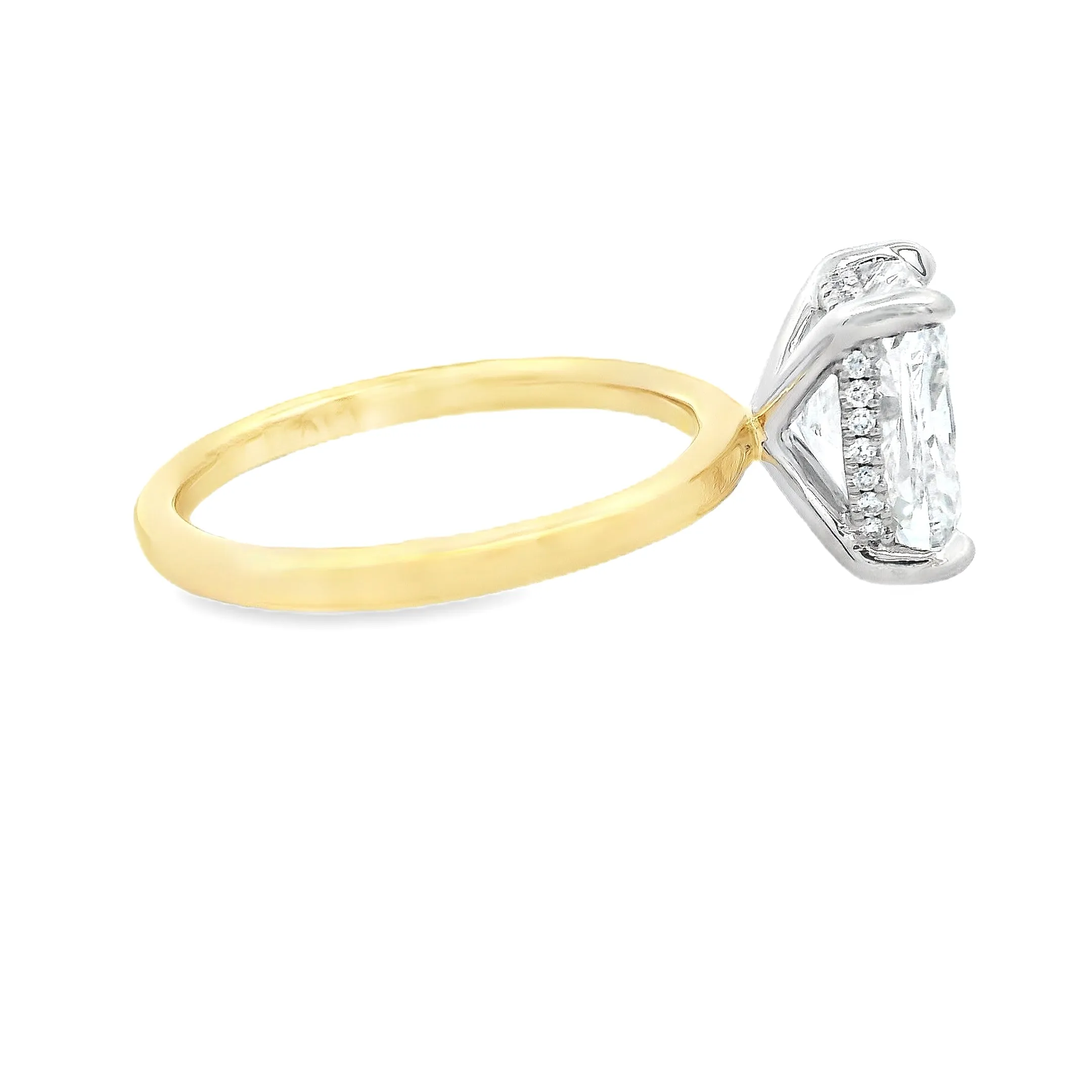 3.01ct 14k Yellow Gold Cushion Cut Lab Grown Diamond Engagement Ring
