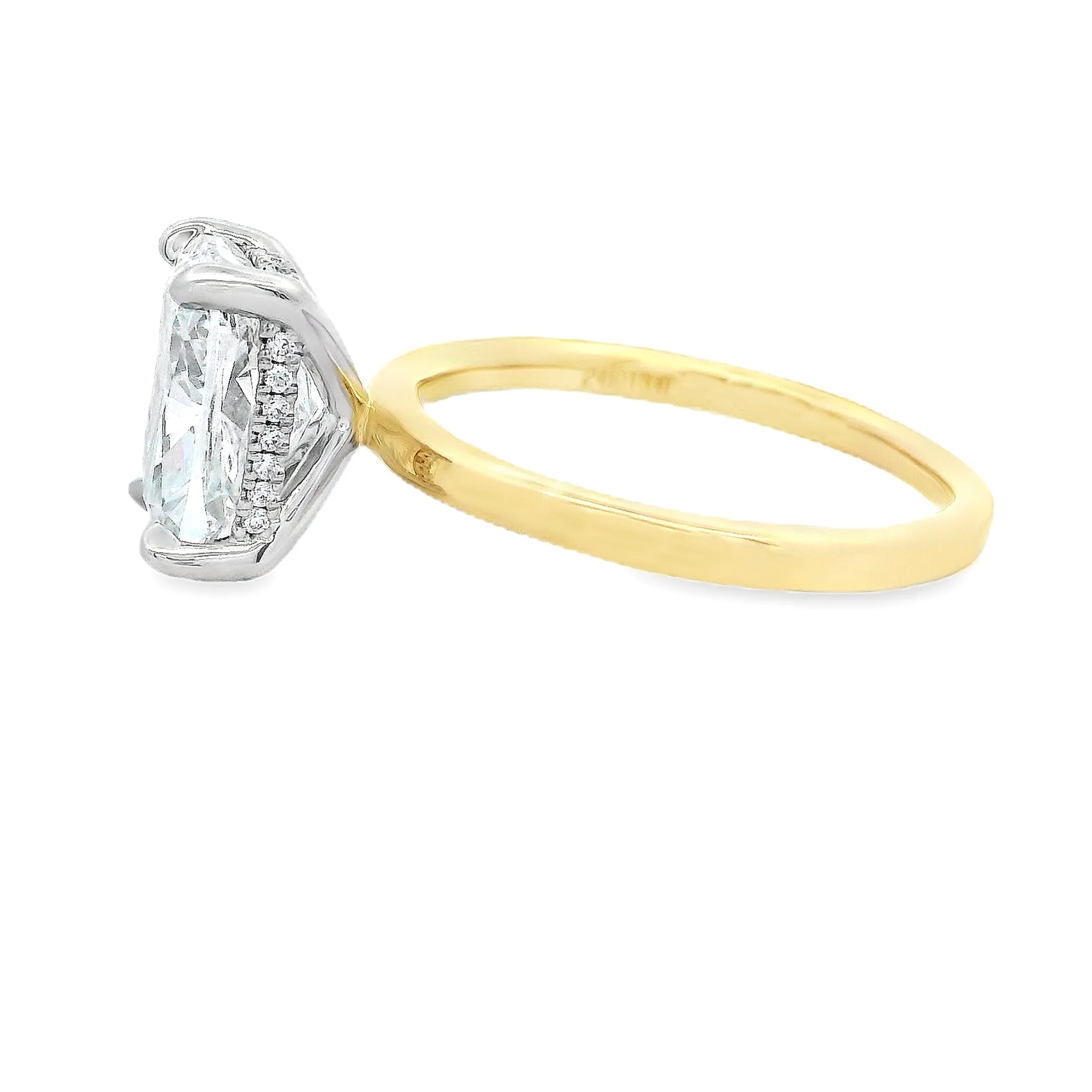 3.01ct 14k Yellow Gold Cushion Cut Lab Grown Diamond Engagement Ring