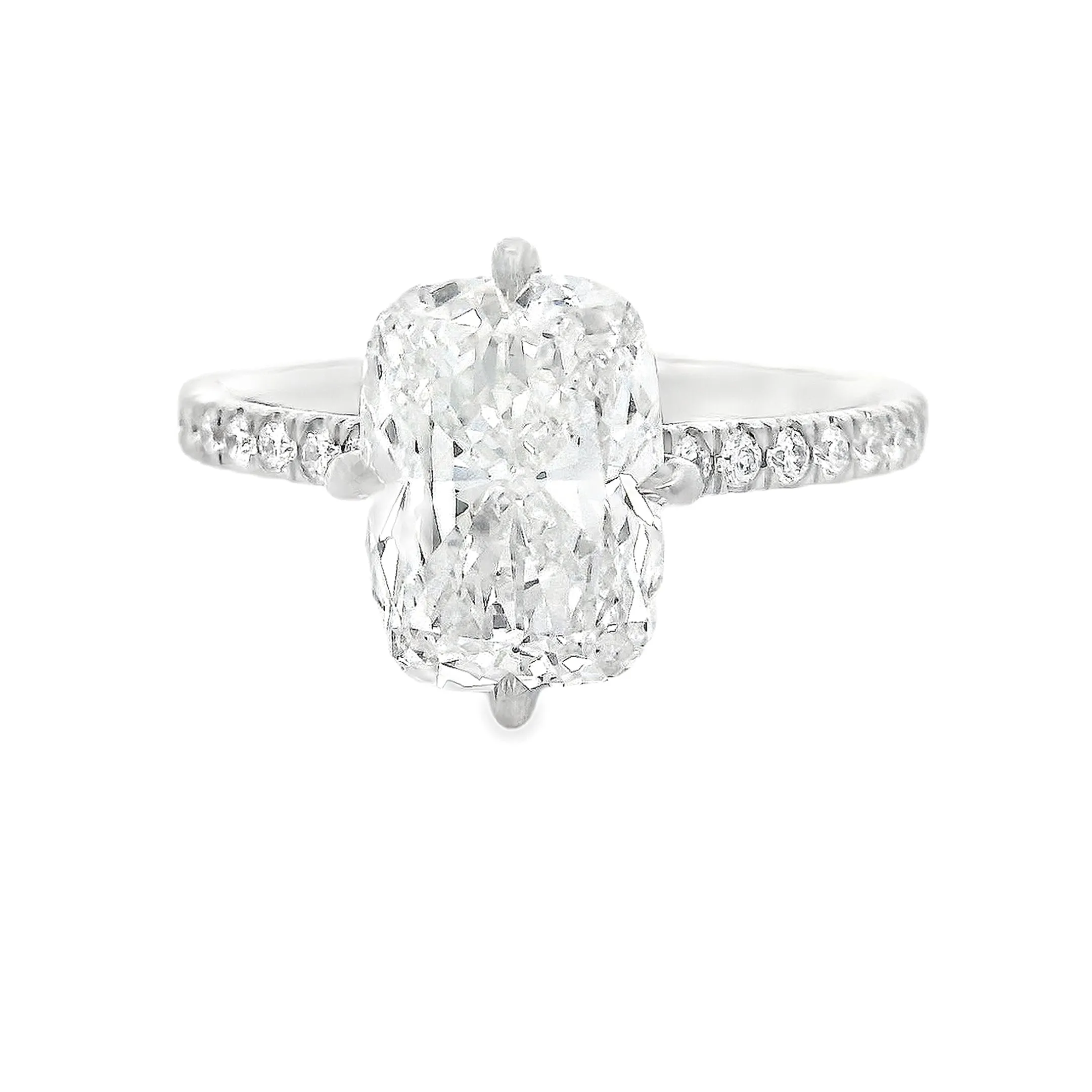 3.02ct Platinum Cushion Cut Lab Grown Diamond Engagement Ring