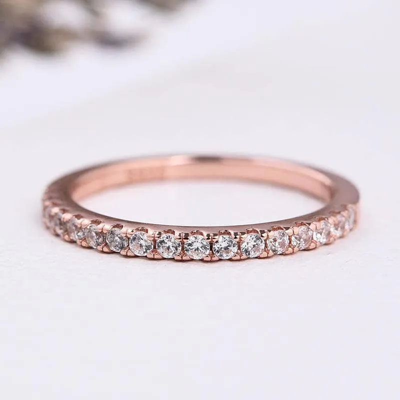 3.0ct Cushion Cut Rose Gold Clear Simulated Sapphire Wedding Ring Set
