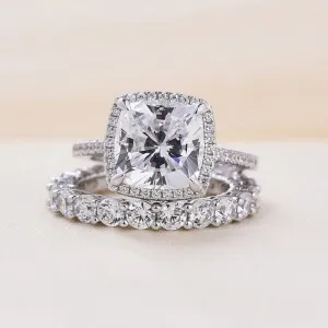 3.2 Carat Cushion Cut Halo Wedding Set