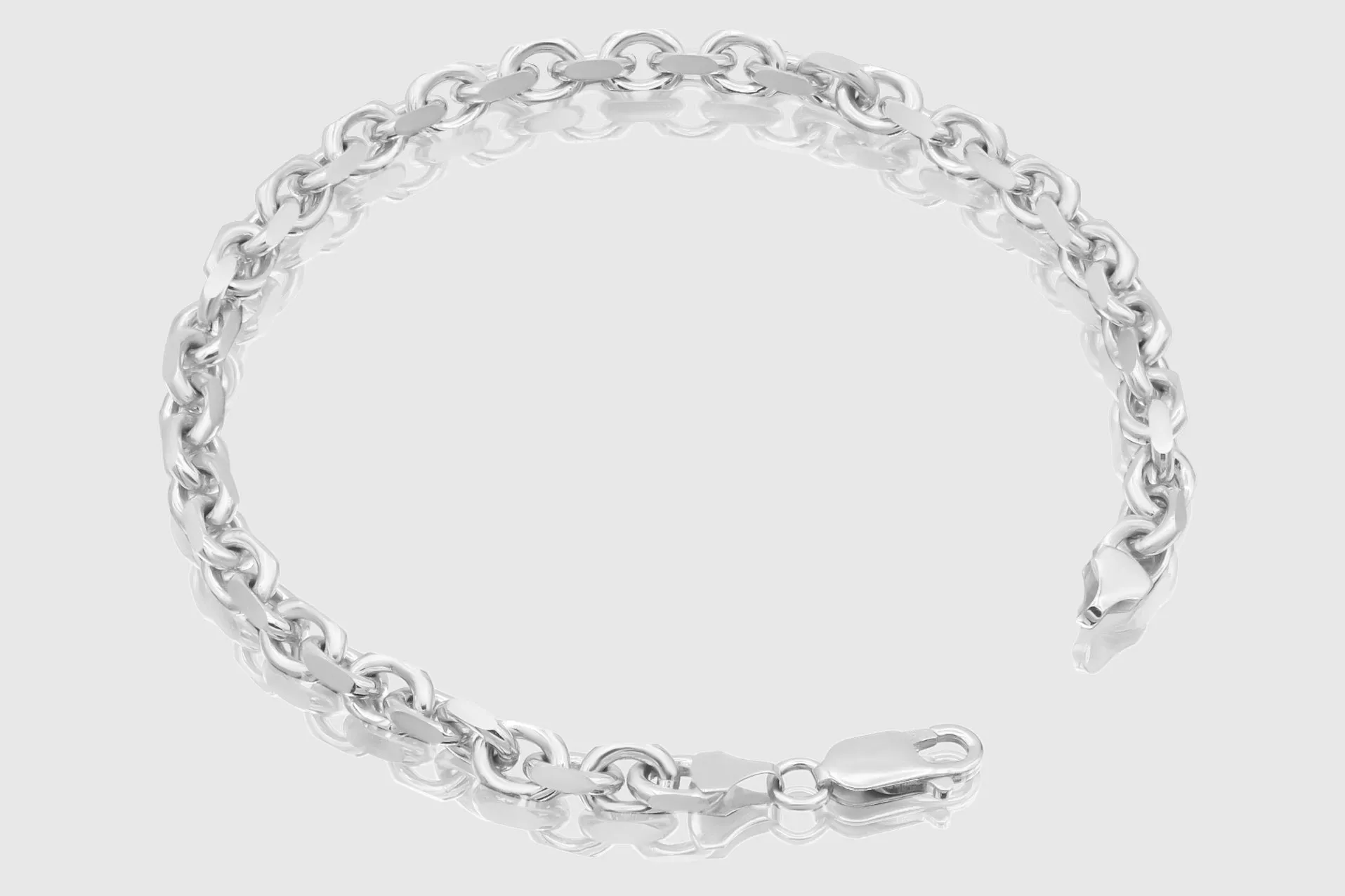 3mm - 4.5mm 10k Solid Heavy Cable Link White Gold Bracelet
