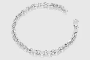3mm - 4.5mm 10k Solid Heavy Cable Link White Gold Bracelet