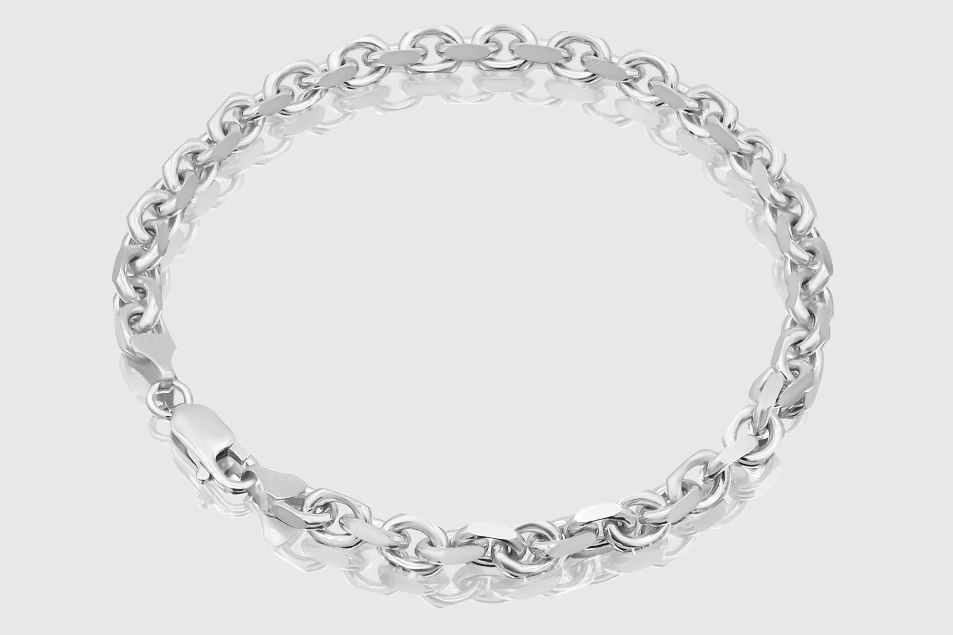 3mm - 4.5mm 10k Solid Heavy Cable Link White Gold Bracelet