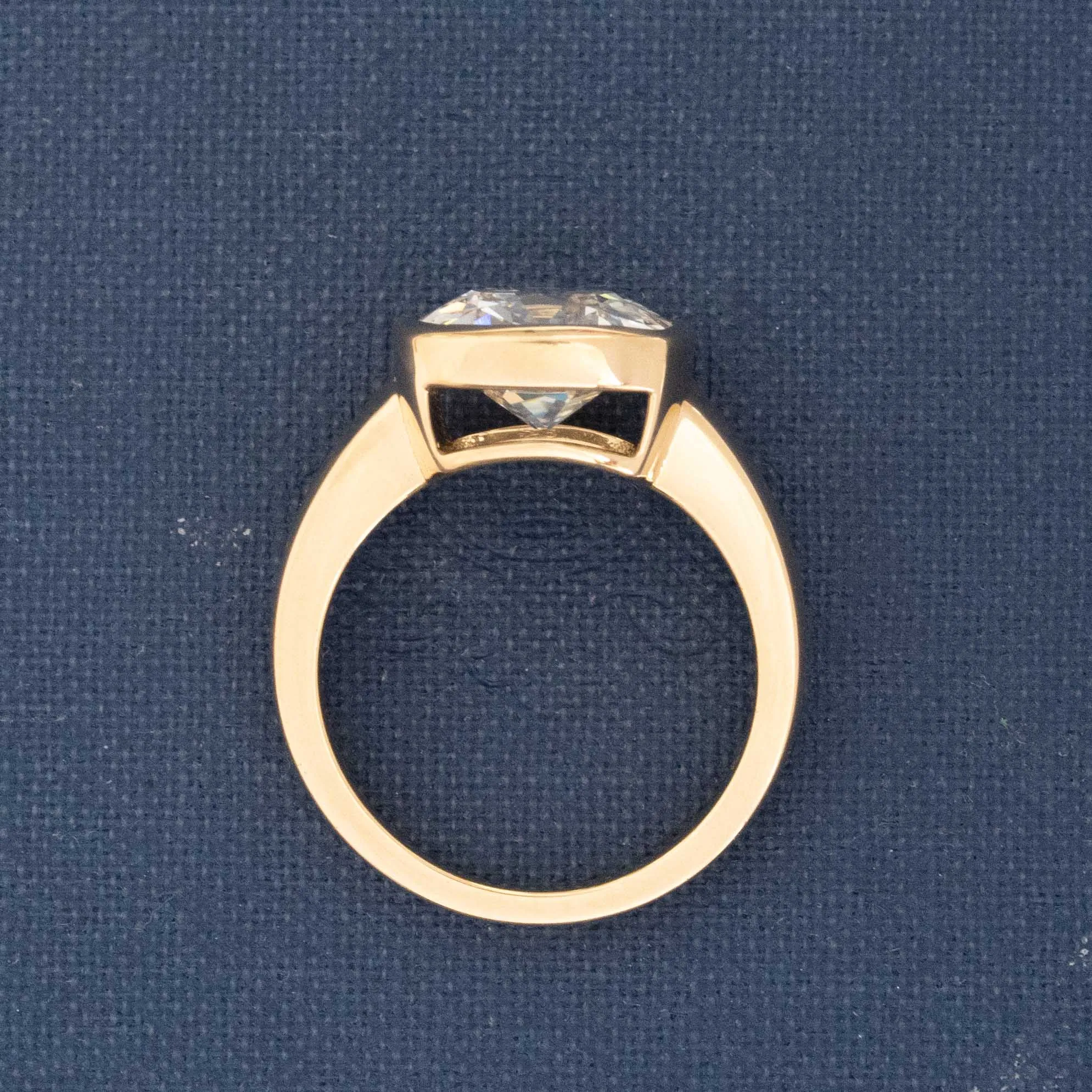 4.11ct Cushion Cut Diamond Chunky Bezel Solitaire, GIA I IF