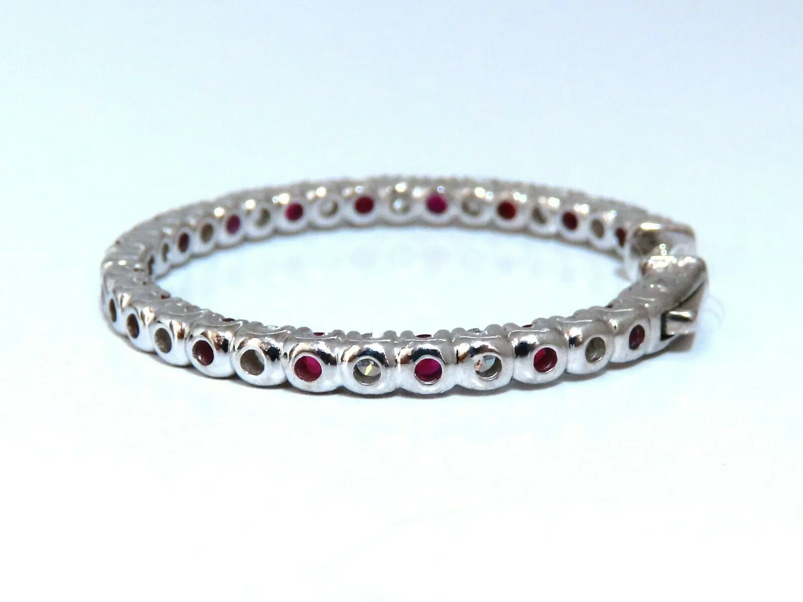 4.75ct natural red ruby diamond hoop earrings 14kt gold 1.2 inch