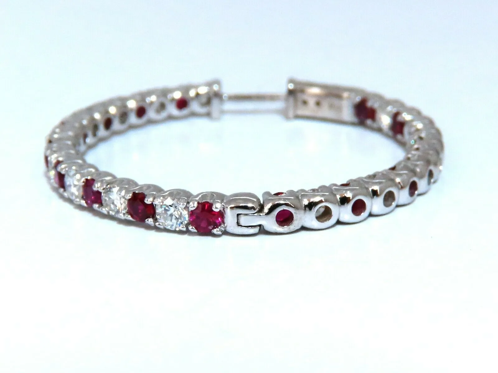 4.75ct natural red ruby diamond hoop earrings 14kt gold 1.2 inch