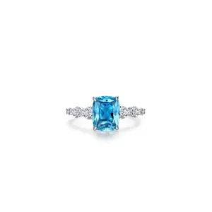 4.81 CTW Blue Topaz Cushion-Cut Solitaire Ring