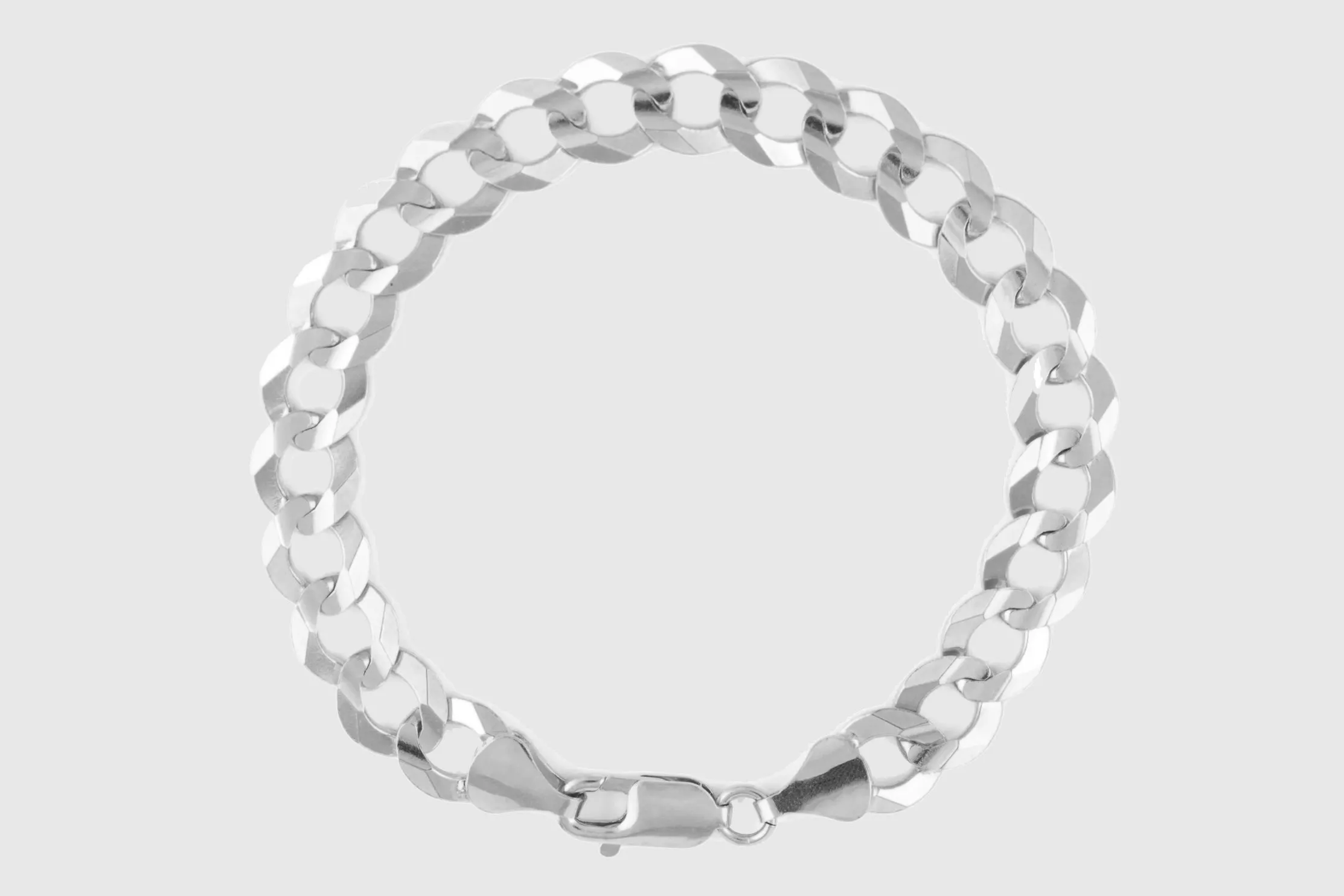 4mm - 6mm Solid Cuban Curb Bracelet - 14k White Gold