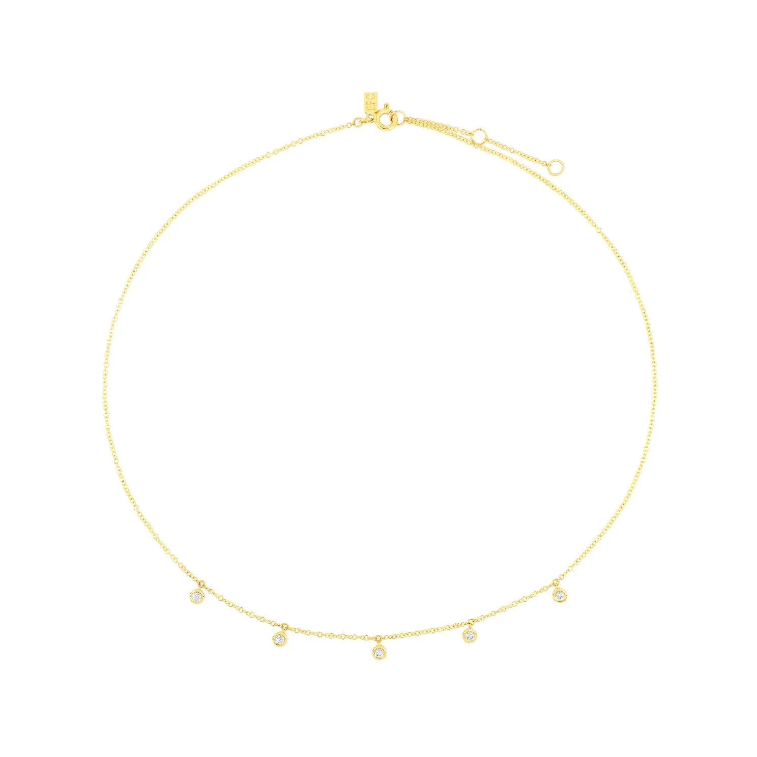 5 Diamond Bezel Choker Necklace