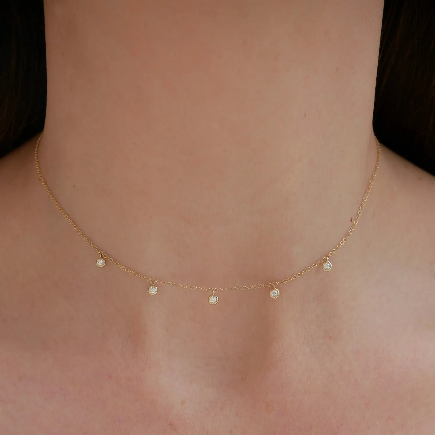 5 Diamond Bezel Choker Necklace