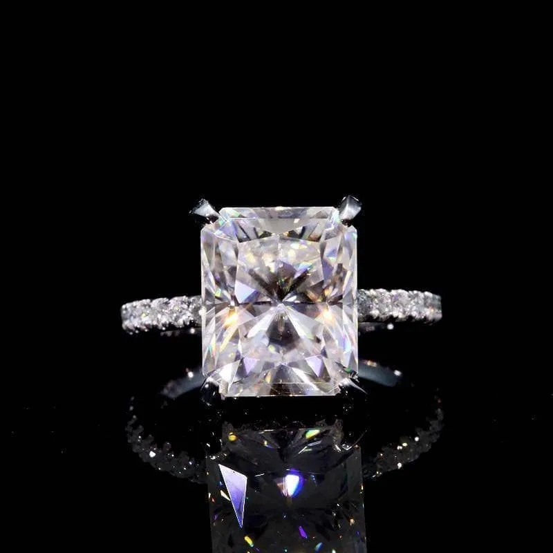 5.5CT Sparkly Cushion Cut Diamond Ring