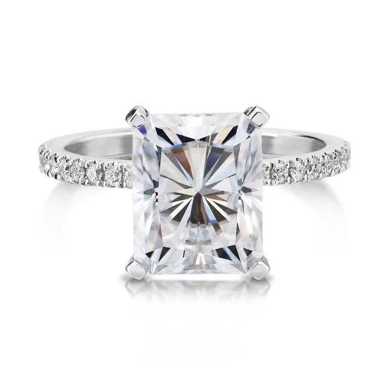5.5CT Sparkly Cushion Cut Diamond Ring
