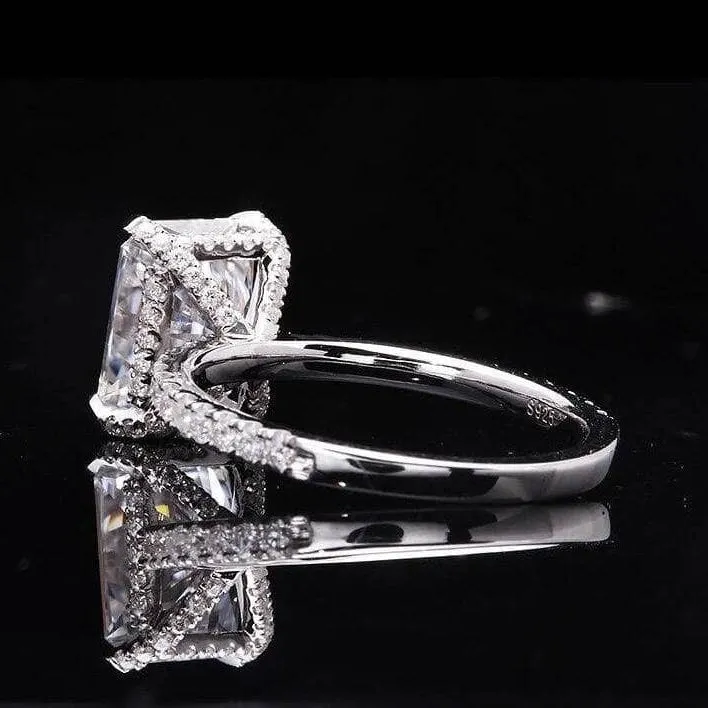 5.5CT Sparkly Cushion Cut Diamond Ring