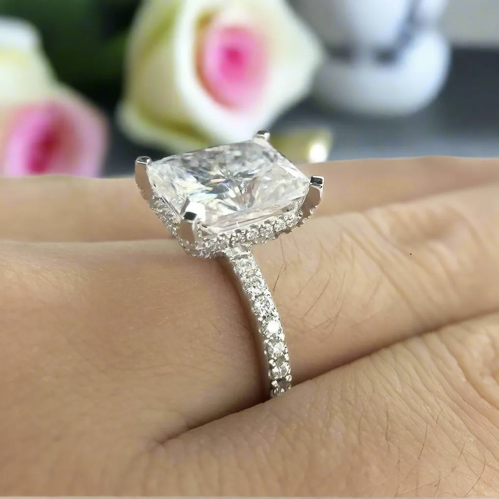 5.5CT Sparkly Cushion Cut Diamond Ring