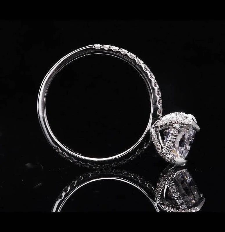5.5CT Sparkly Cushion Cut Diamond Ring