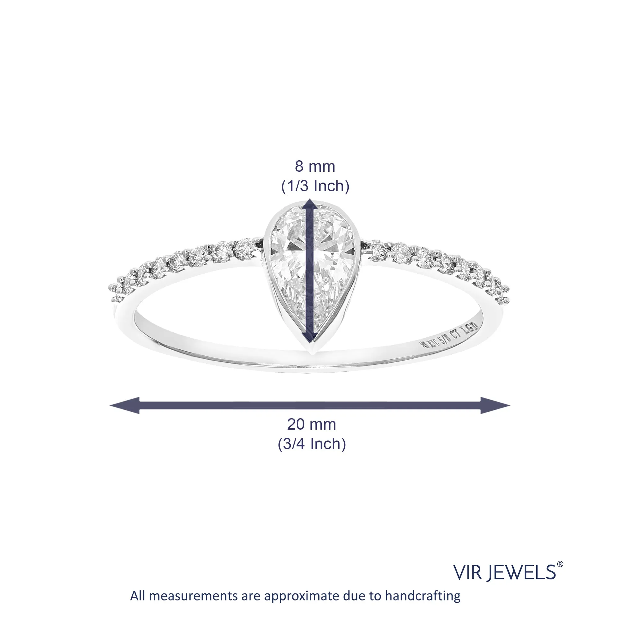 5/8 cttw Wedding Engagement Ring for Women, Round Lab Grown Diamond Ring in 14K White Gold, Prong Setting