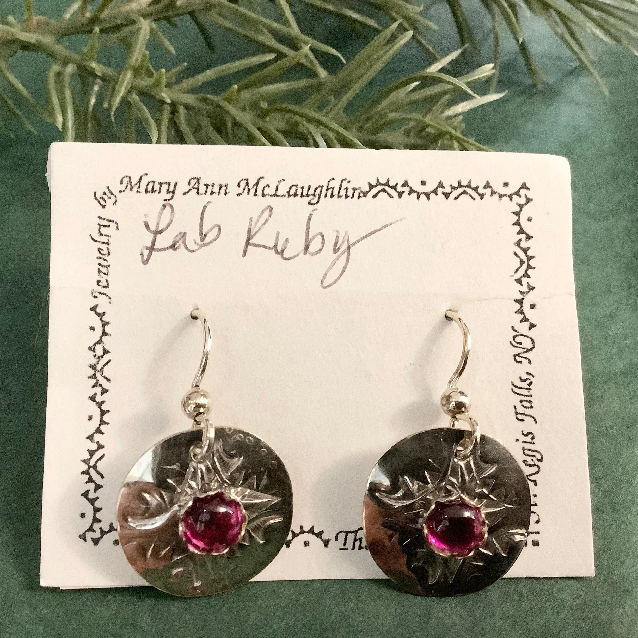 5/8" Disc Drop Earrings Ruby