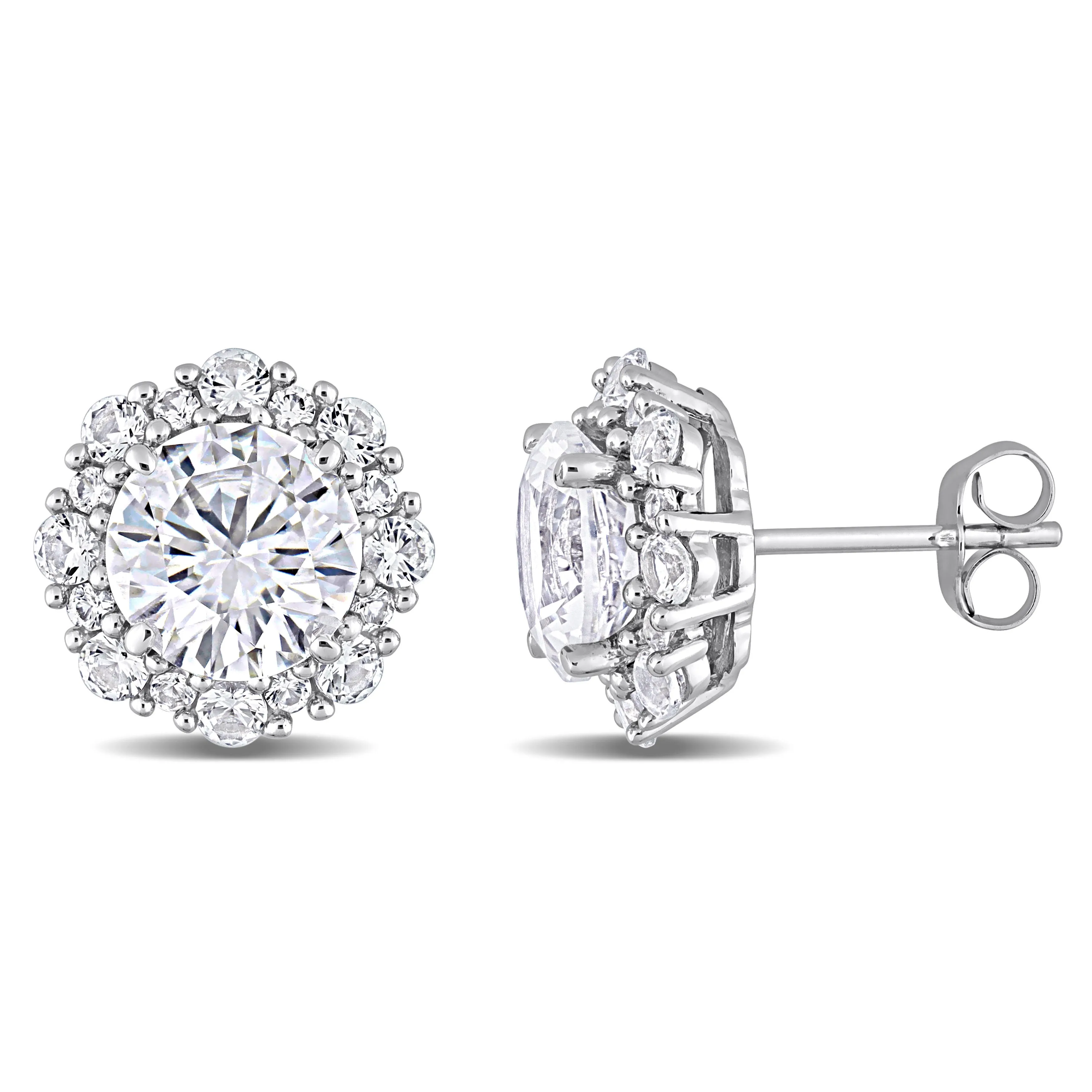 6 1/10 CT TGW Created White Sapphire Fashion Post Earrings 10k White Gold