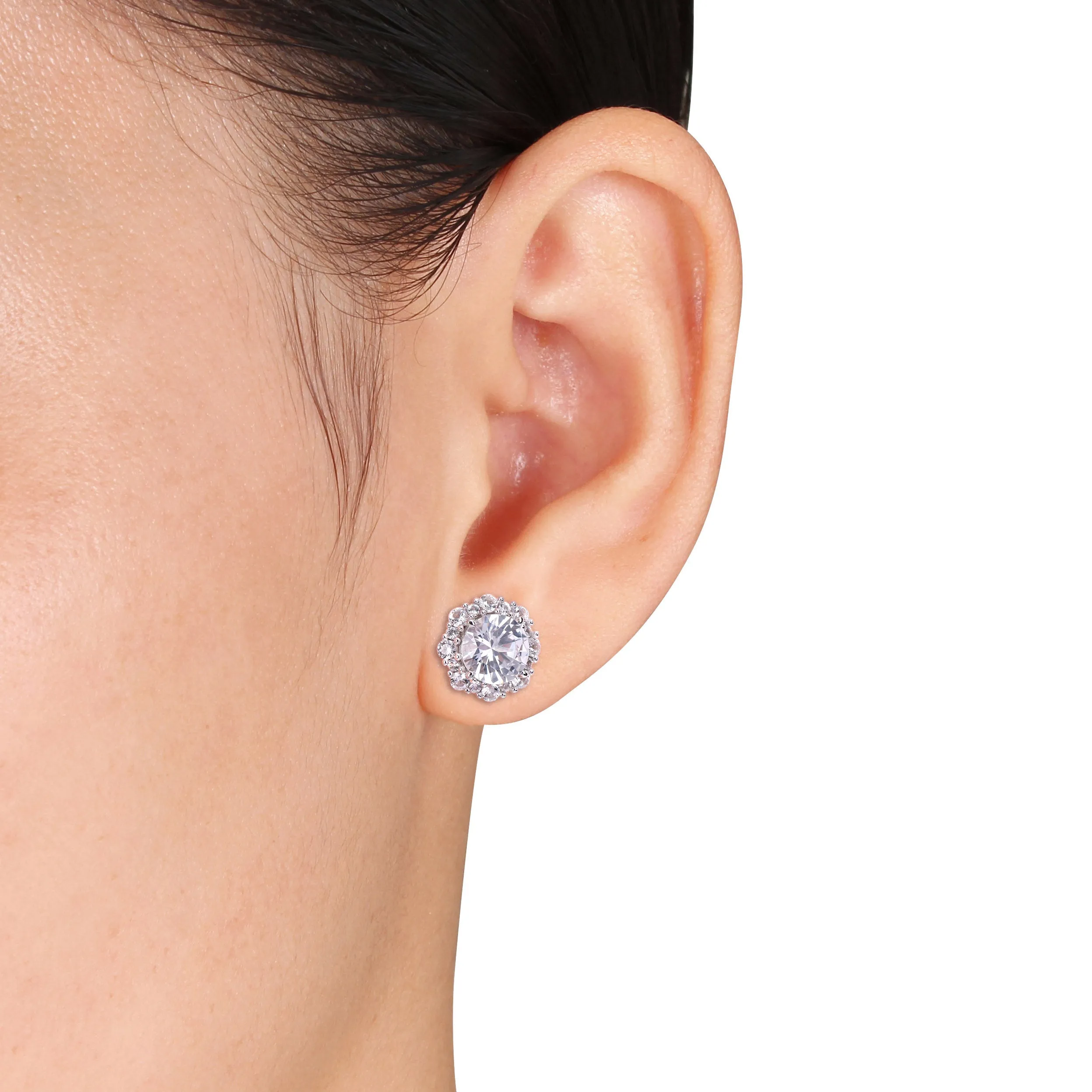 6 1/10 CT TGW Created White Sapphire Fashion Post Earrings 10k White Gold