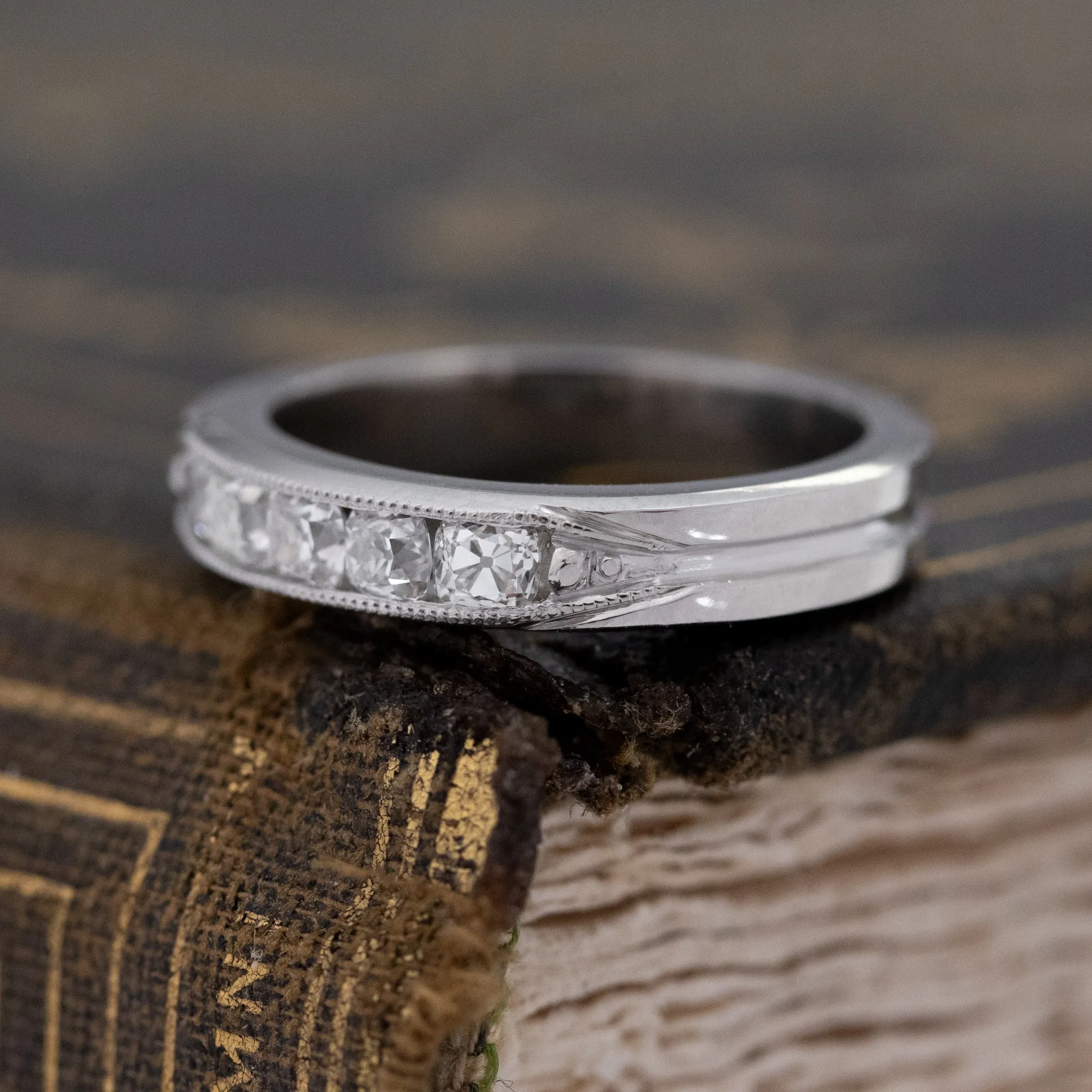 .61ctw Channel Set Old Mine Cut Diamond Band